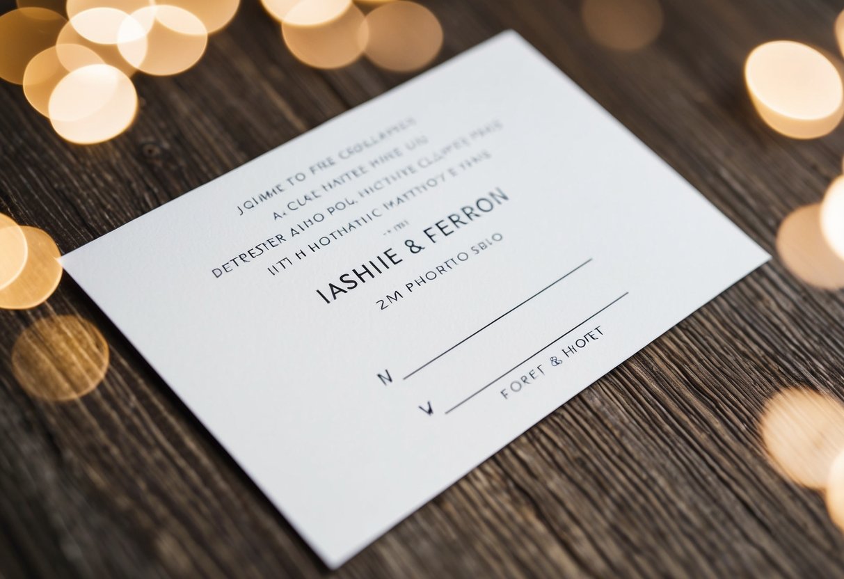 A wedding invitation with two blank spaces for names