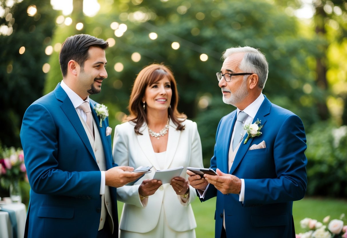 The groom's parents providing financial support for wedding expenses, including venue, catering, and decorations