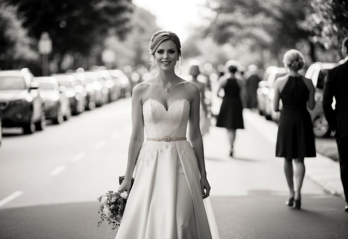 The maid of honor walks ahead, leading the way