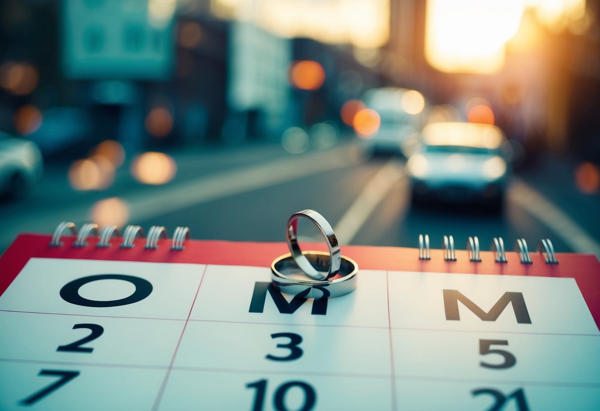 A calendar with a ring on the 7th month