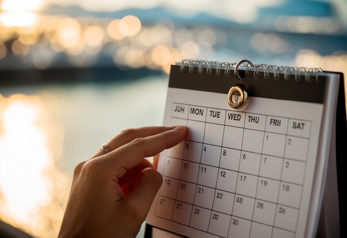 A calendar with a ring on the month of July