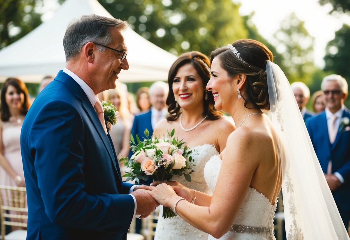 The bride's parents are introduced first at the wedding