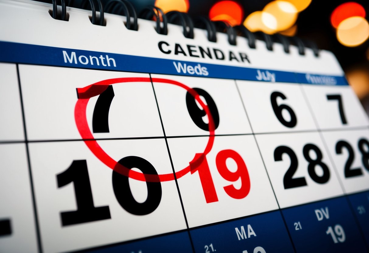 A calendar with the date four months in the past circled in red