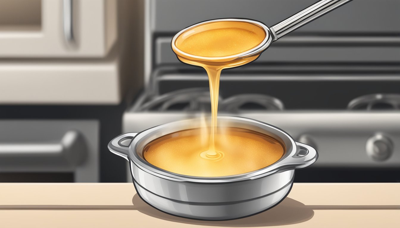 A small kitchen torch caramelizing the sugar on a ramekin of crème brûlée