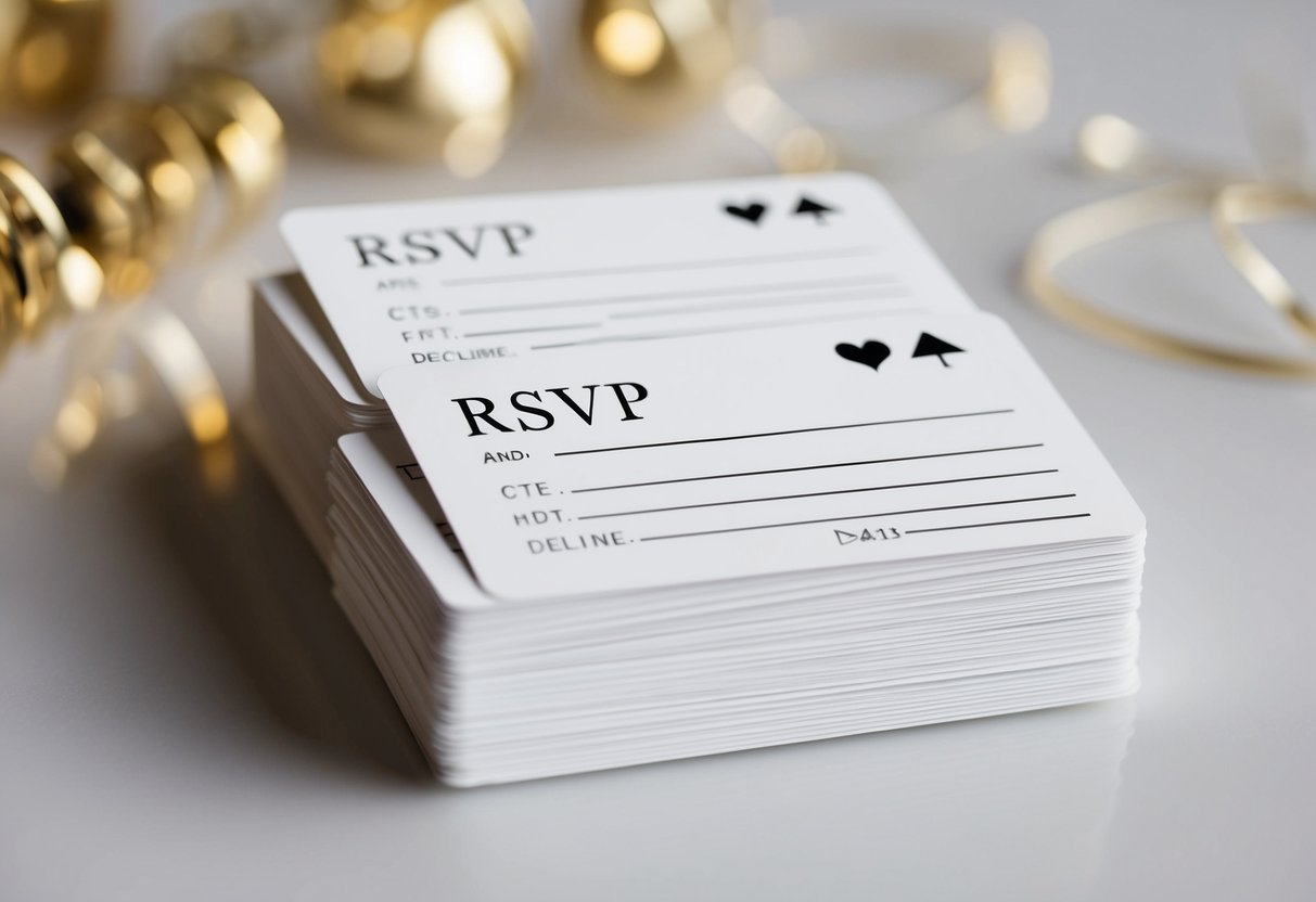 A stack of RSVP cards with varying symbols indicating acceptance and decline