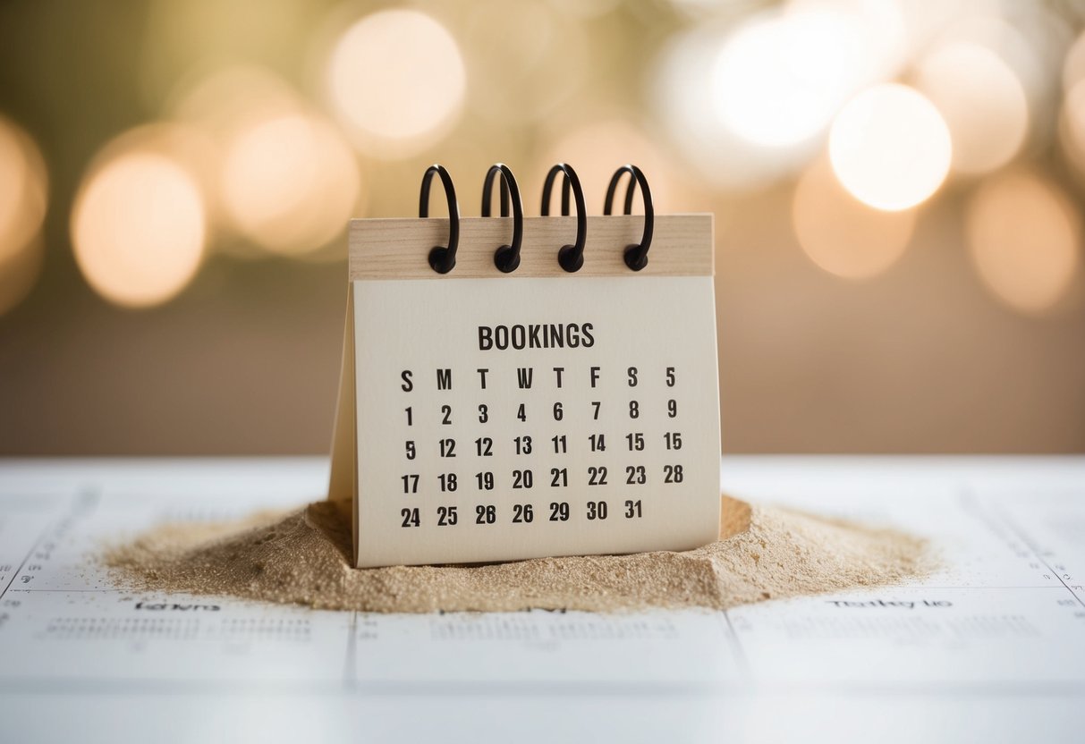 A calendar with sparse bookings, dust settling on the least popular wedding date