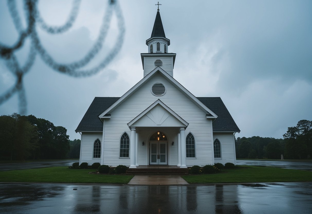 A deserted wedding chapel on a rainy Tuesday afternoon