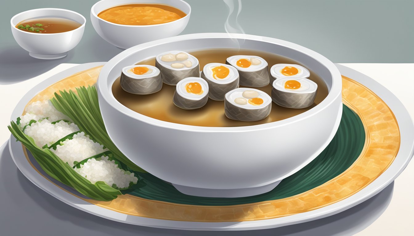 Fresh goi cuon being gently reheated in a steamer, then elegantly arranged on a white porcelain plate with a side of dipping sauce