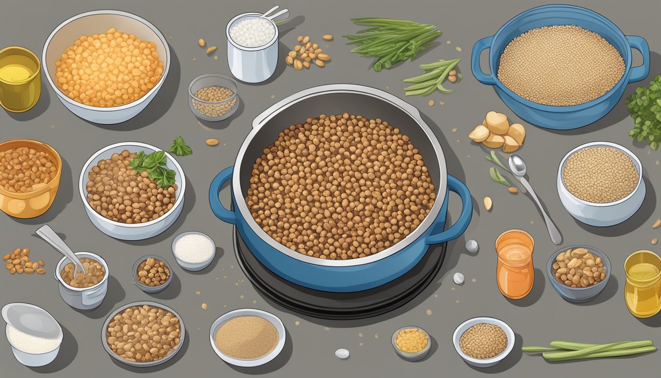 A steaming bowl of hoppin john surrounded by a variety of reheating methods like microwave, stovetop, and oven