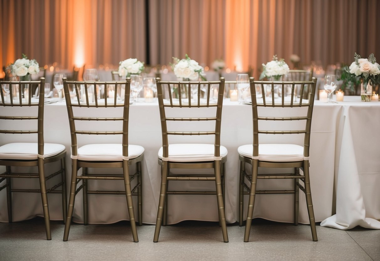Empty chairs at a wedding reception