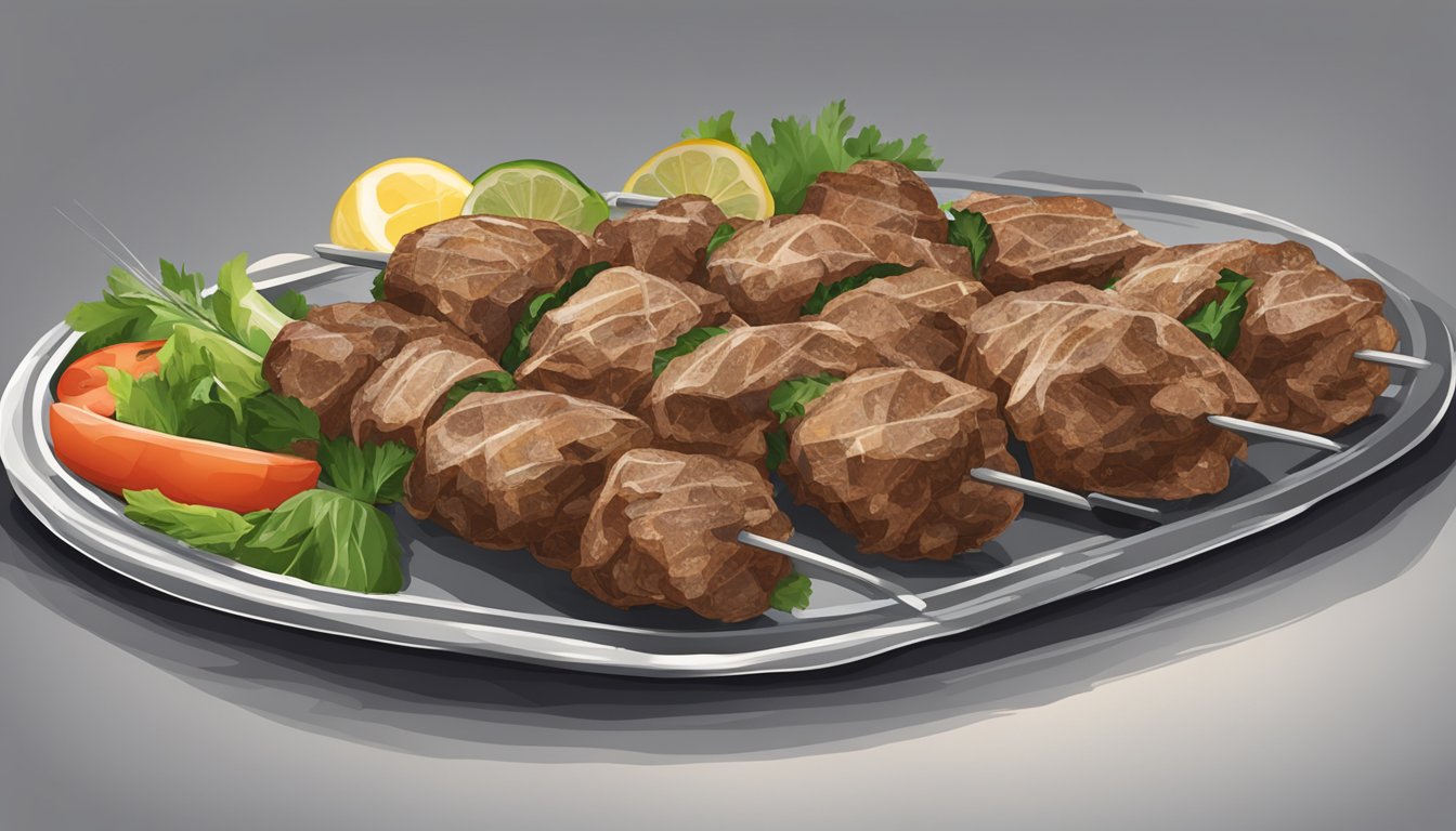 Lamb kebabs wrapped in foil, placed in an oven