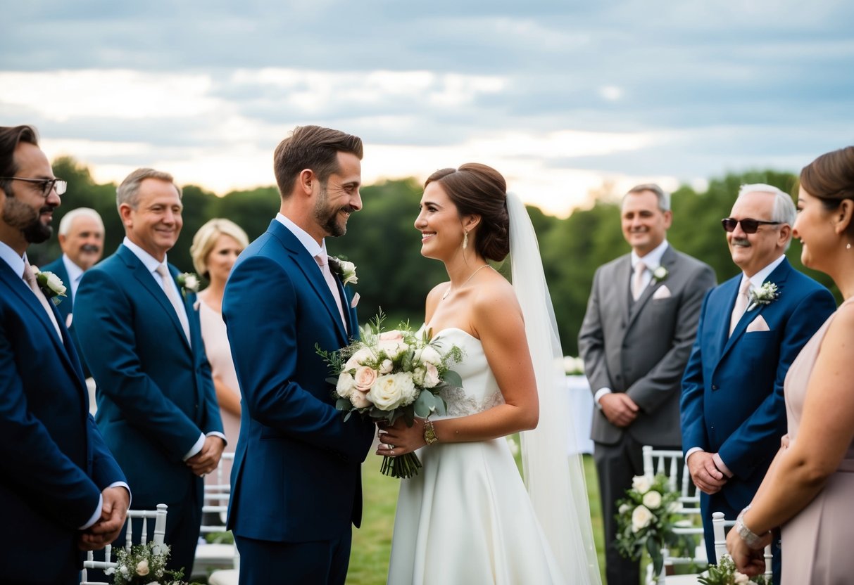 A small, intimate ceremony with just the couple and a handful of close friends or family members