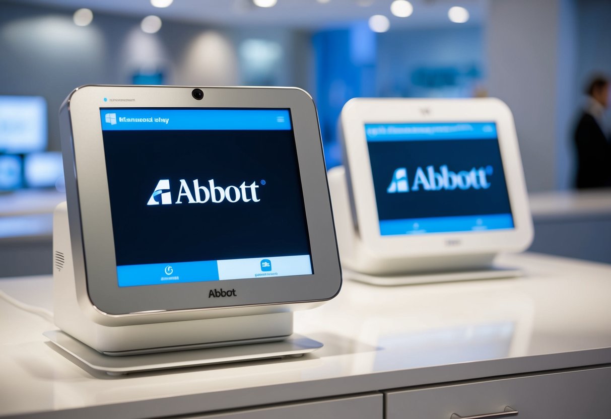 A sleek, modern medical device display with Abbott branding, featuring advanced technology and innovative design