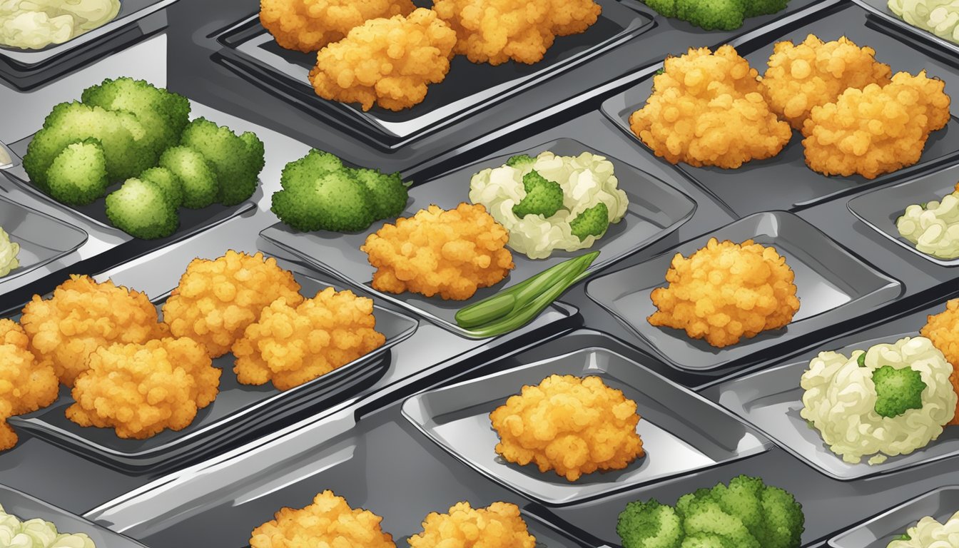 Vegetable tempura placed on a baking sheet in a preheated oven