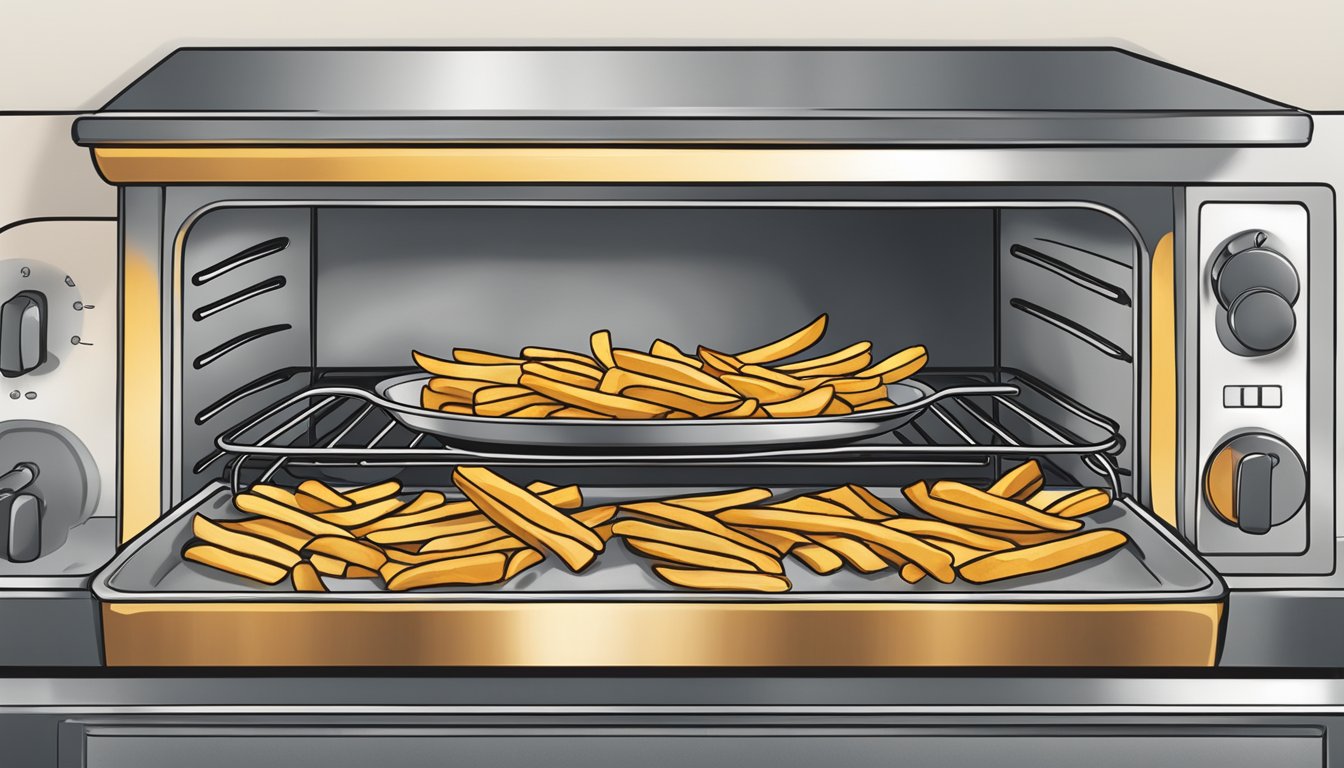 A plate of Alexia organic Yukon select fries being reheated in the oven