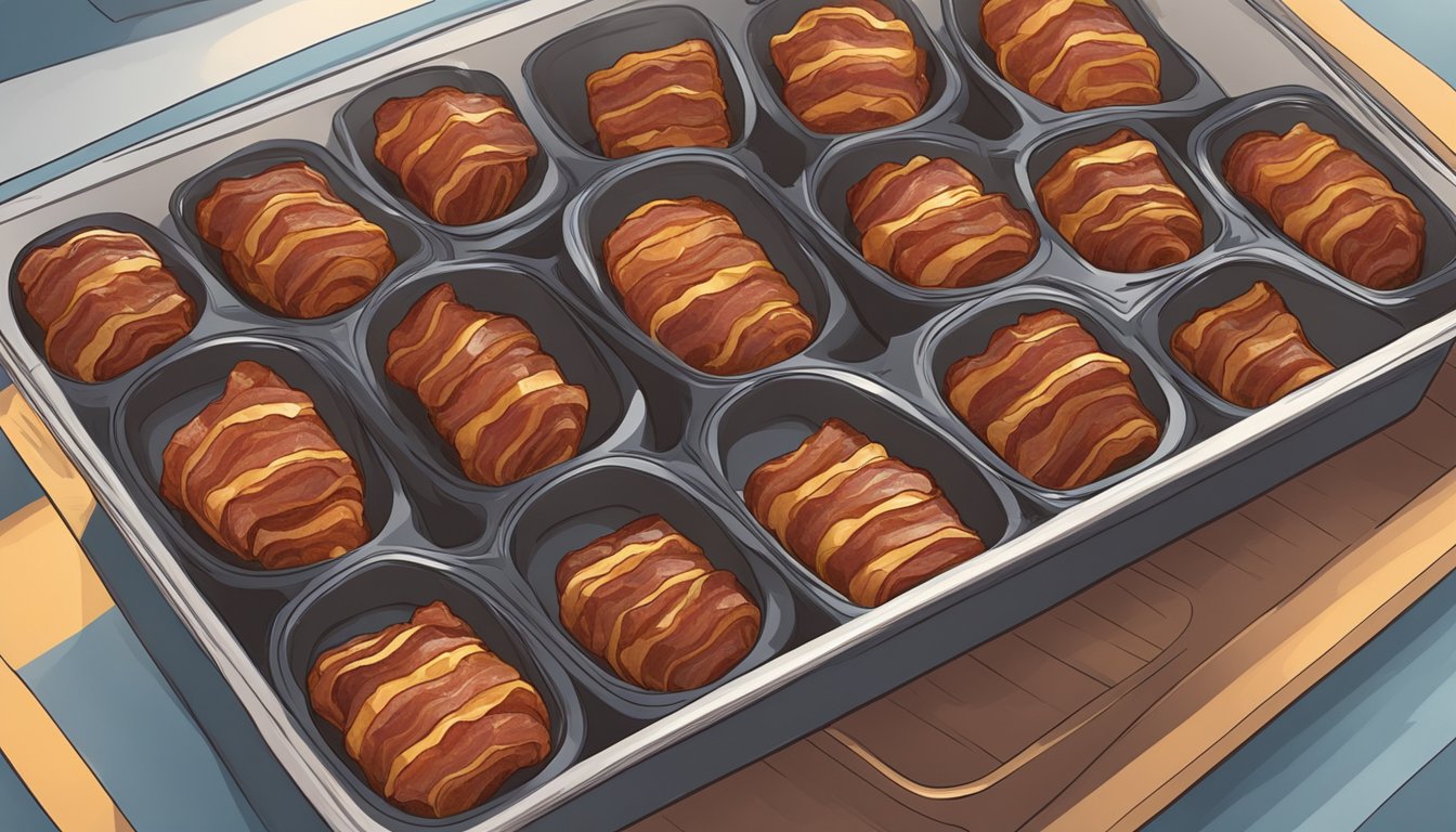 Bacon wrapped dates in airtight container, reheating in oven