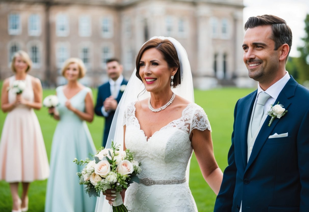 The mother of the groom should avoid wearing a white or off-white dress to avoid clashing with the bride's attire. Instead, she could opt for a dress in a different color such as navy, black, or a pastel shade