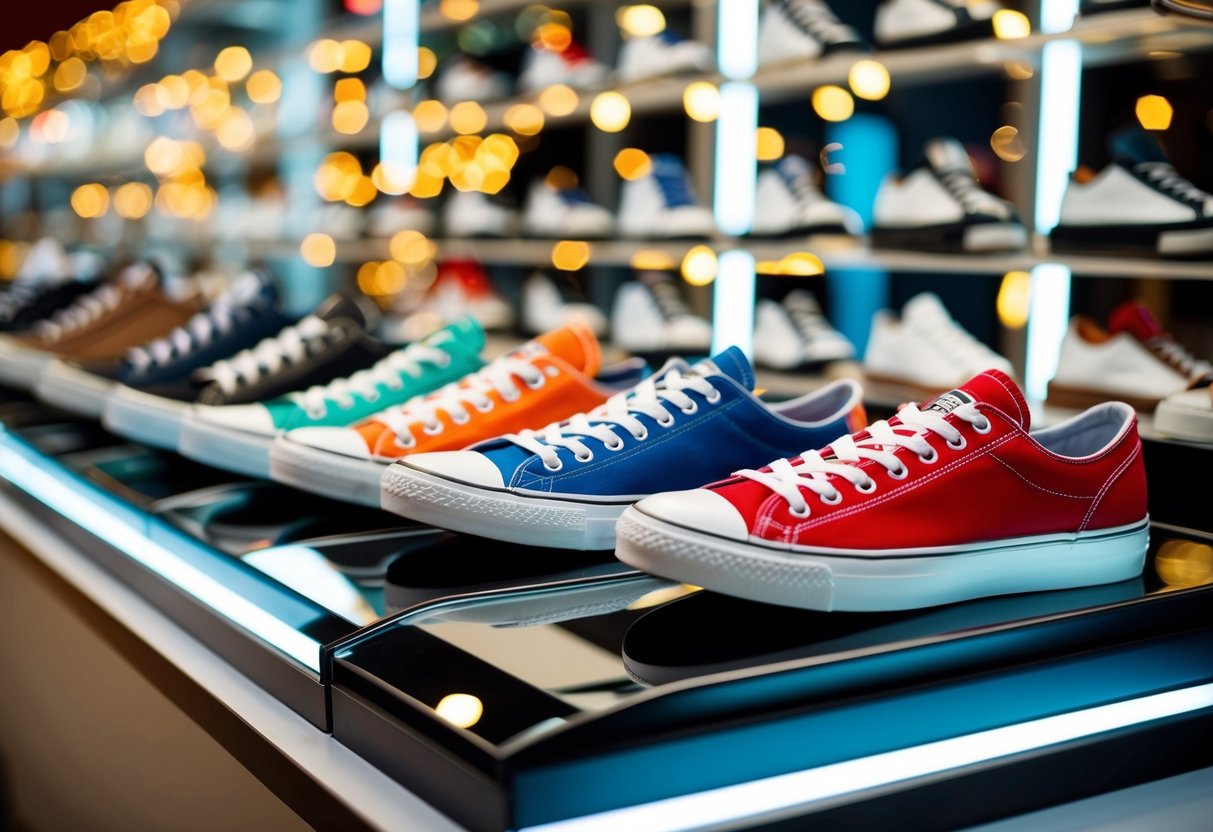 A display of various shoes in popular colors and combinations