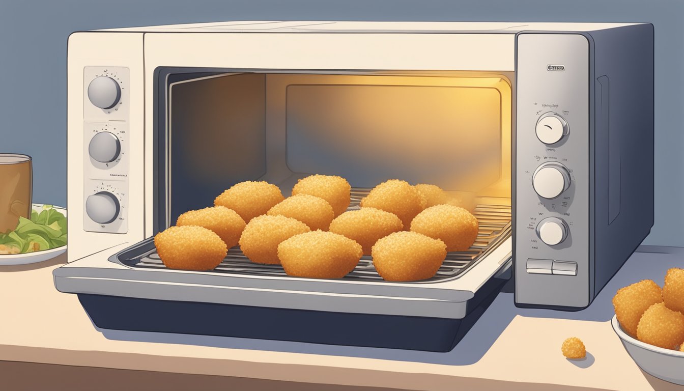 A plate of chicken cordon bleu bites being reheated in the microwave