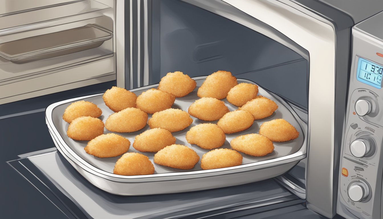 A plate of chicken cordon bleu bites being reheated in a microwave