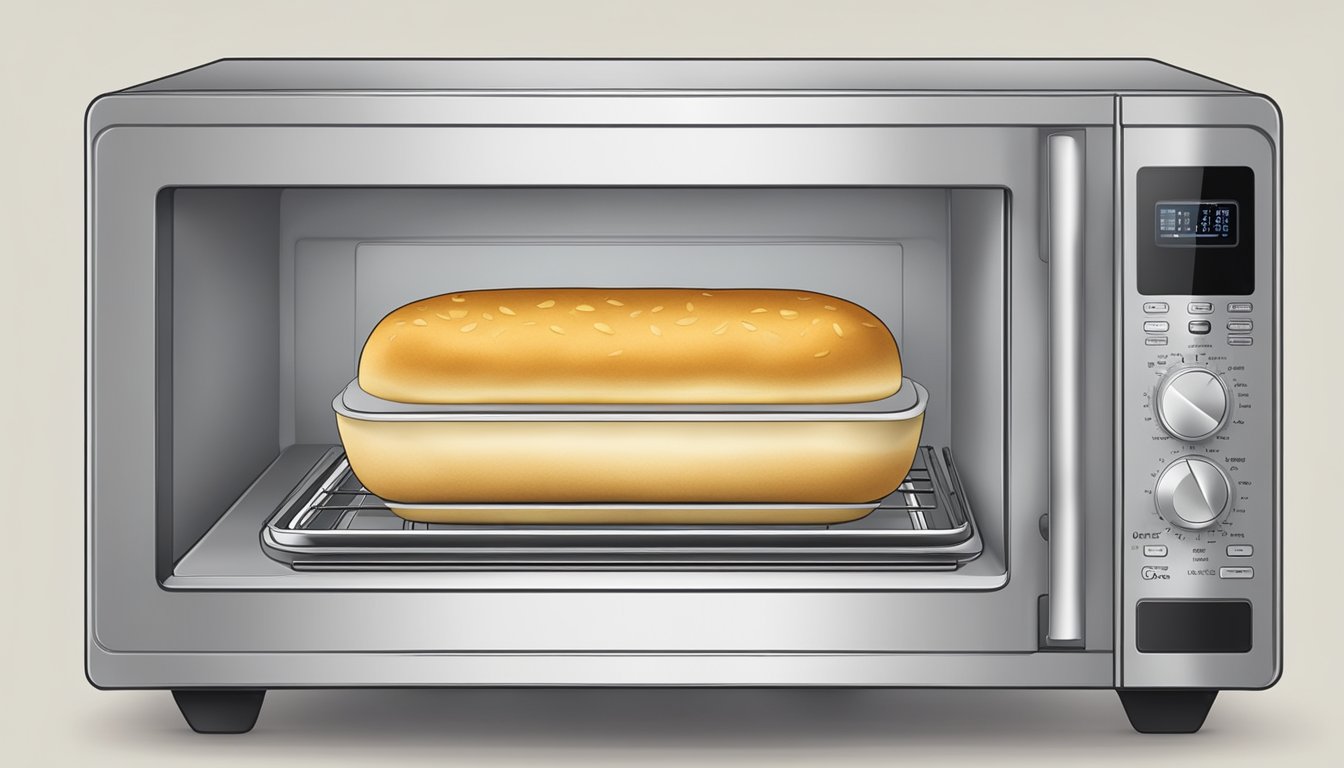 A microwave with a steaming hot pocket on a plate