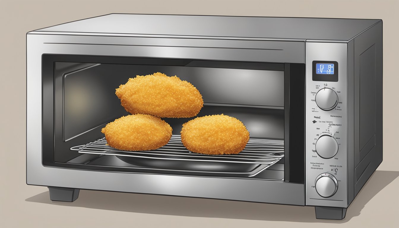 A plate of chicken kiev bites being reheated in a microwave