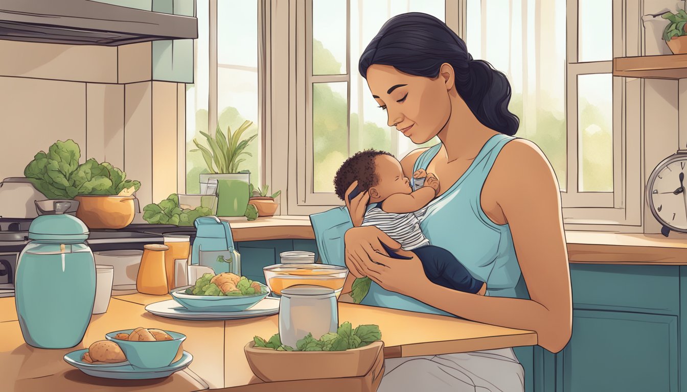 A mother breastfeeding while engaging in intermittent fasting