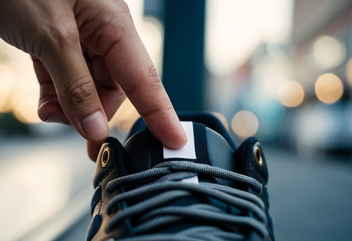 A shoe with one finger's width of space between the end of the big toe and the tip of the shoe