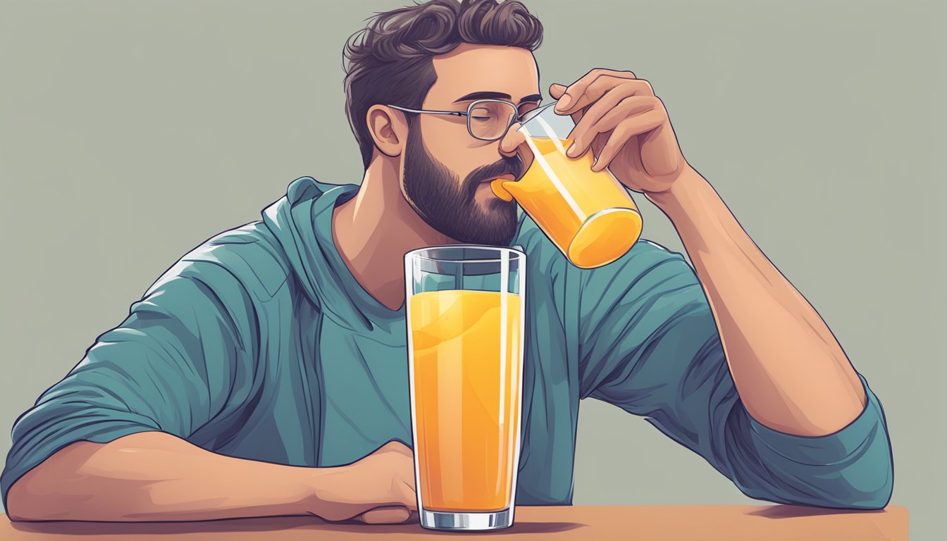 A person sipping on a glass of juice while engaging in physical activity during intermittent fasting