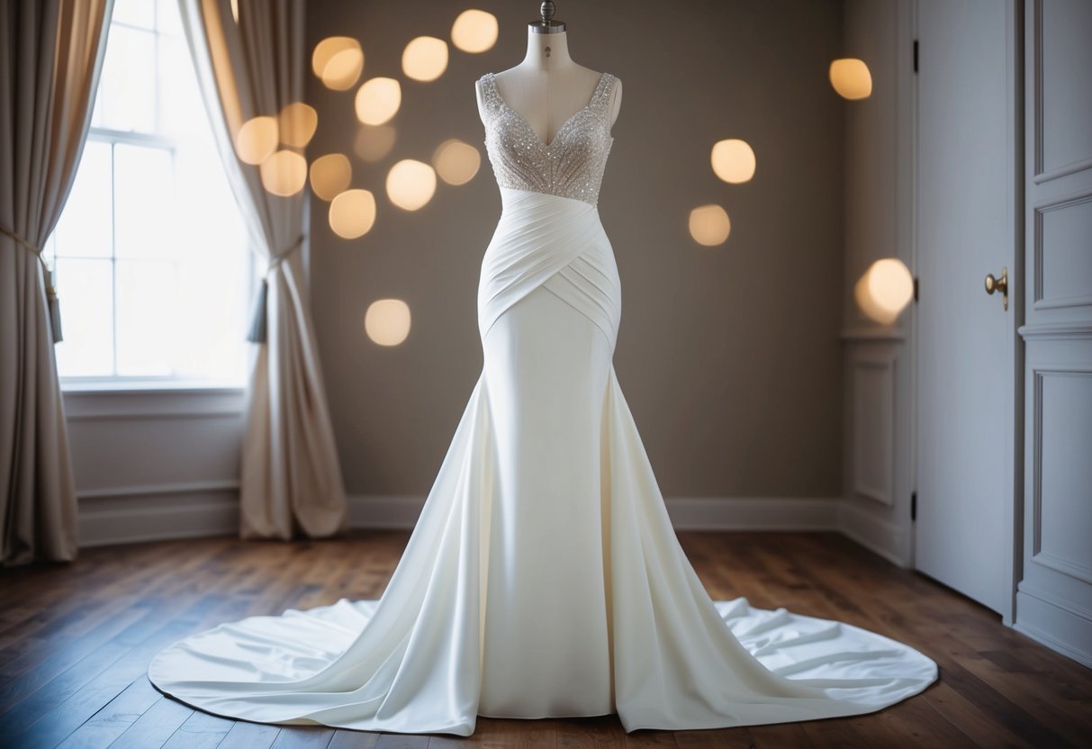 An elegant evening gown drapes gracefully to the floor, emphasizing the importance of proper fit and comfort