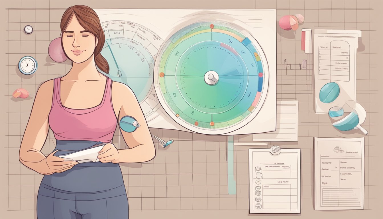 A woman tracking her menstrual cycle while noting changes in diet and exercise habits