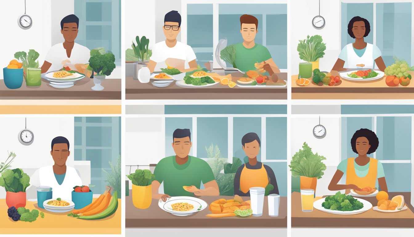 A person following guidelines for safe practice while practicing intermittent fasting, with a focus on healthy eating and portion control