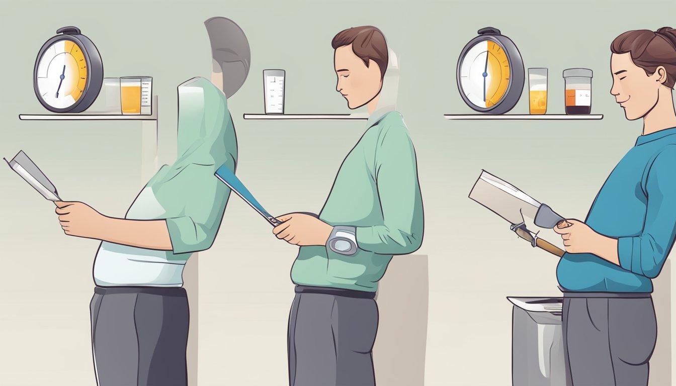 A person measuring cholesterol levels before and after implementing intermittent fasting