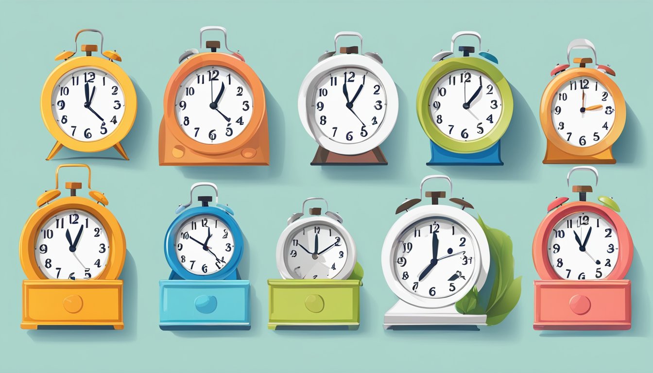 A clock showing different times for intermittent fasting