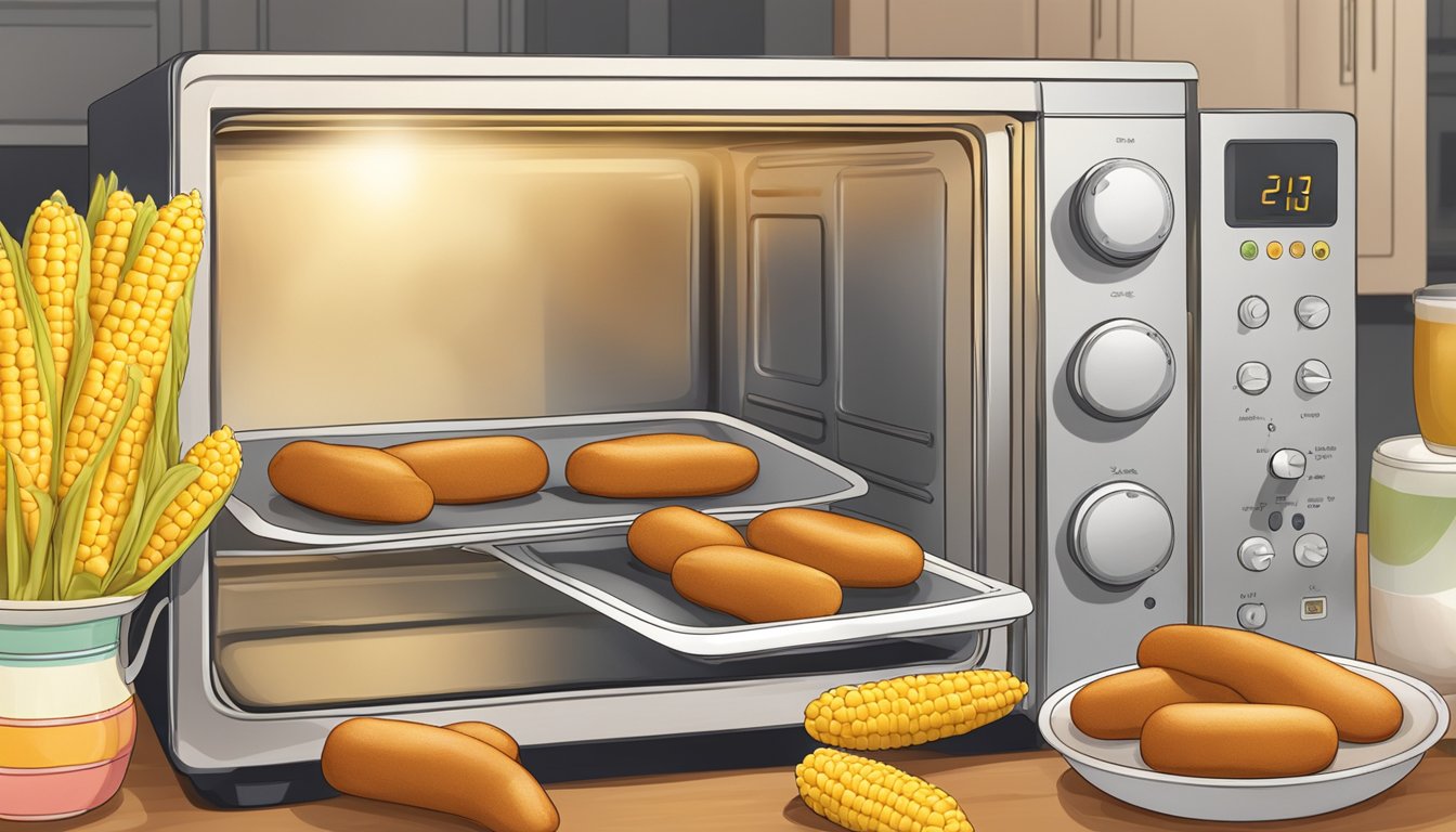 A plate of gluten-free corn dogs being reheated in the microwave