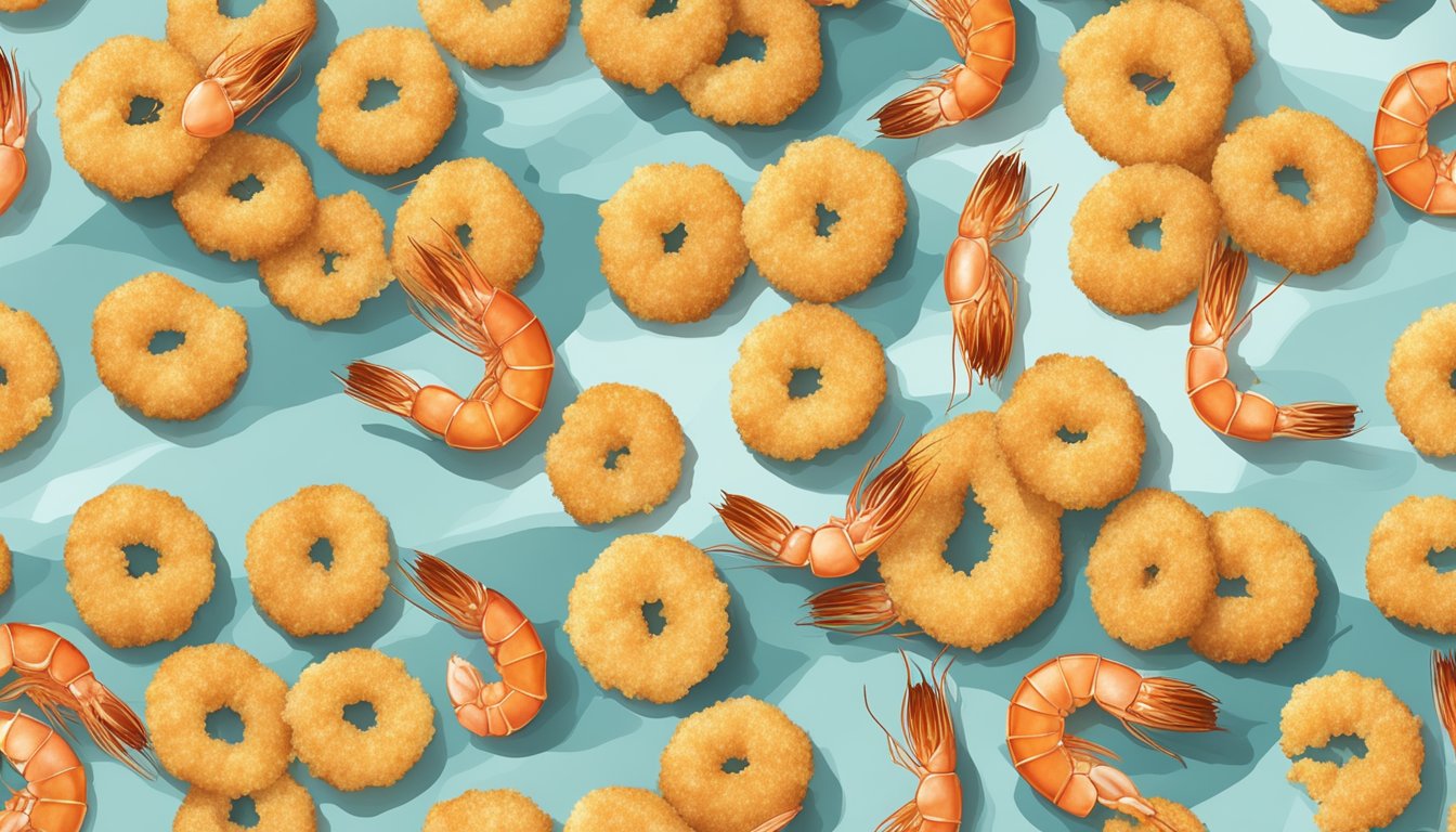 A baking sheet lined with parchment paper holding golden, crispy gluten free breaded shrimp arranged in a single layer