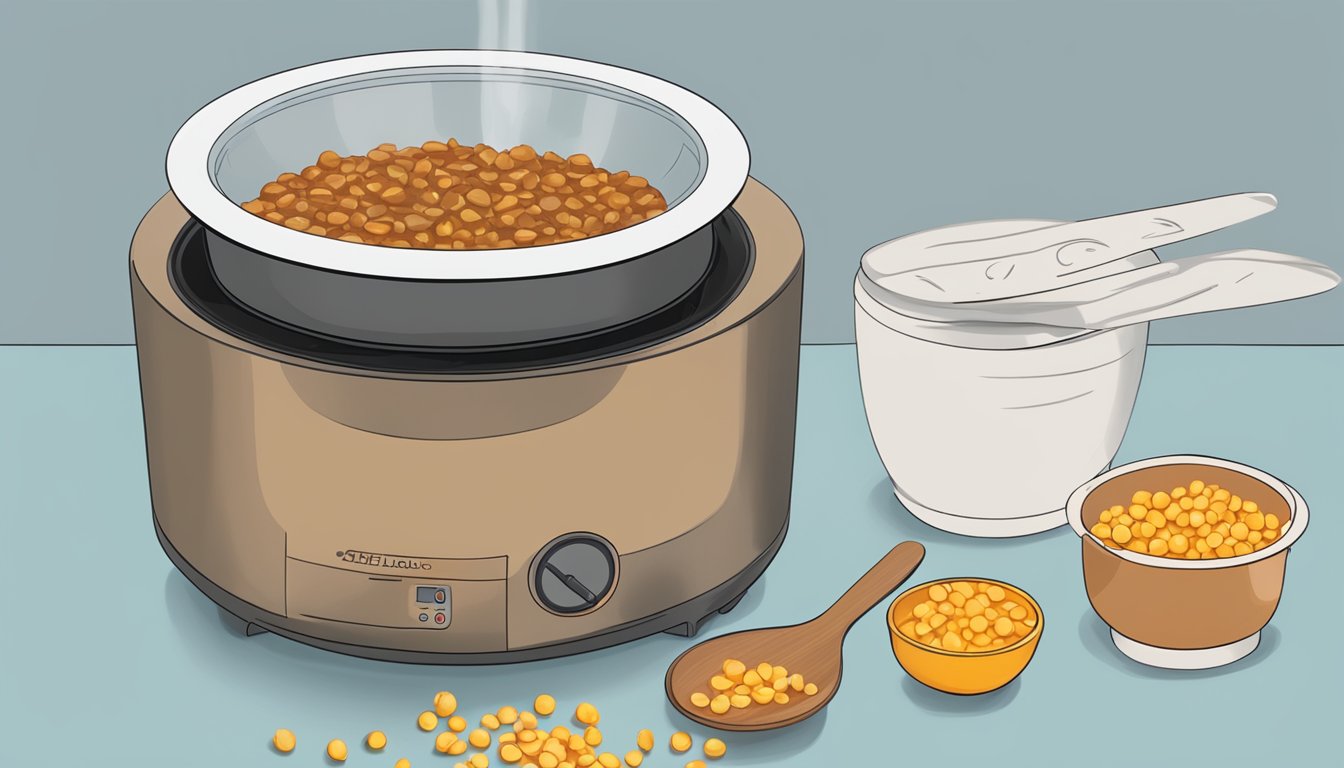 A bowl of gluten-free chana masala is being microwaved with a cover to retain moisture, while a timer is set for optimal reheating