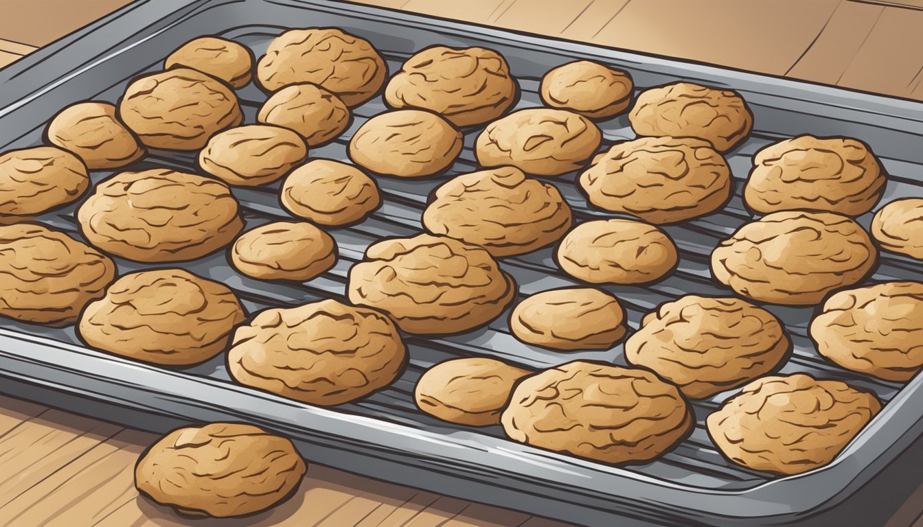 A plate of gluten free cookies being placed in a preheated oven