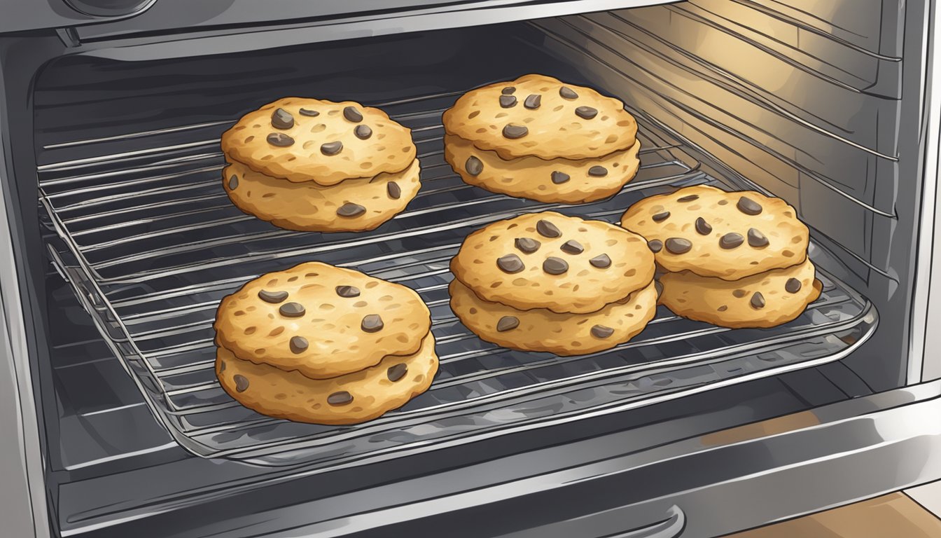 A plate of gluten-free scones being reheated in an oven