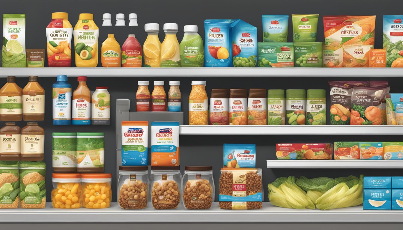 A display of Costco's exclusive healthy brand products on shelves