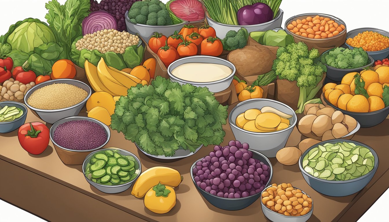 A colorful array of fresh vegetables, fruits, and lean proteins spread out on a counter, ready to be customized into a healthy meal at Which Wich