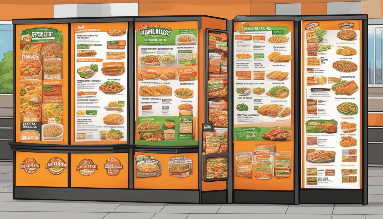 A colorful menu board displays various healthy options at Little Caesars