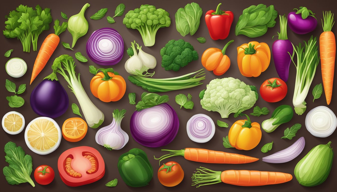 A colorful array of fresh vegetables and lean proteins displayed on a vibrant menu board