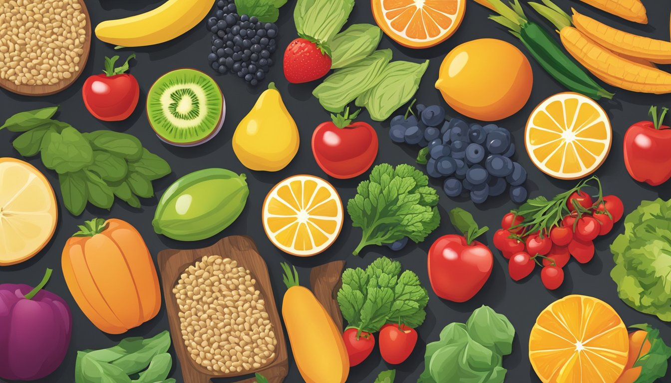 A colorful array of fresh fruits, vegetables, and whole grains displayed on a table at Freddy's, with a variety of healthy options for special dietary considerations