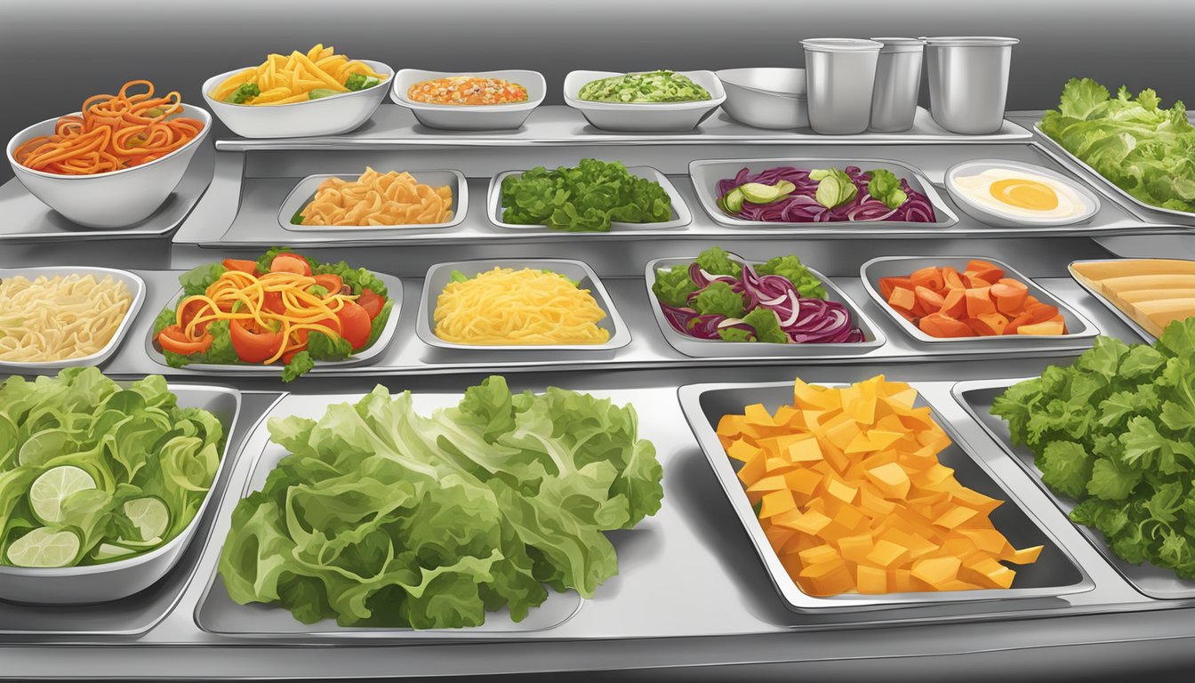 A colorful array of fresh salads, sandwiches, and soups displayed on a clean, modern menu board. The focus is on healthy, wholesome options at Jason's Deli