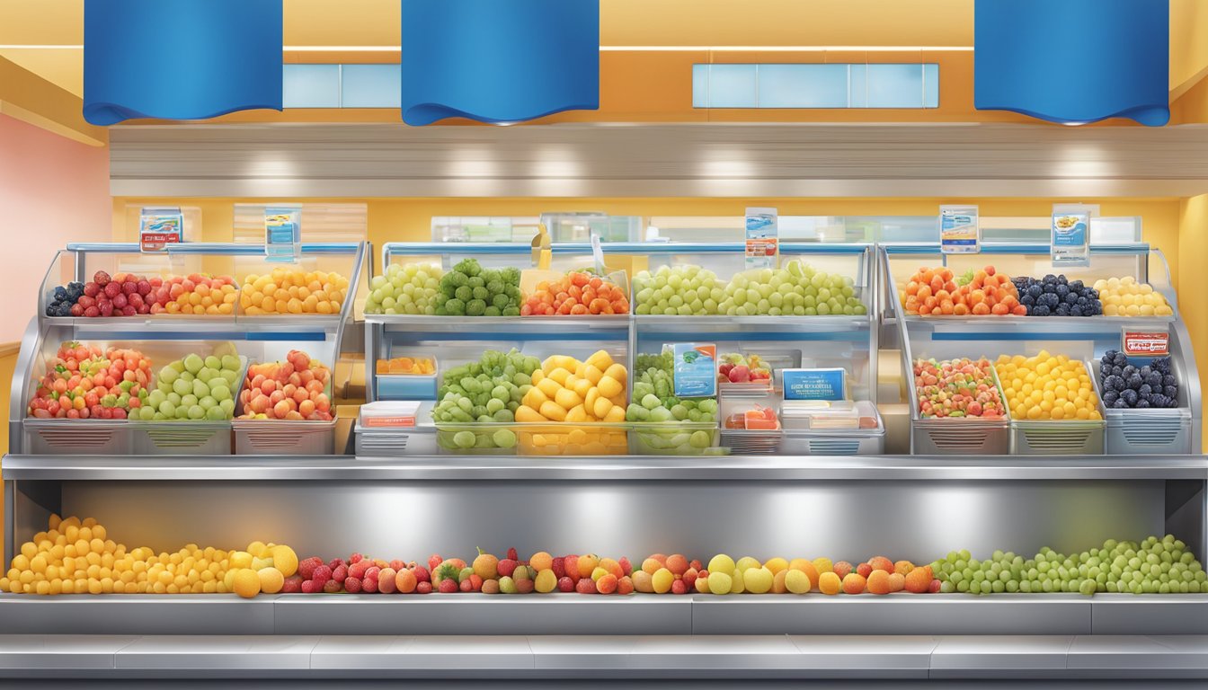 A colorful display of fresh fruit and yogurt at a Dairy Queen counter