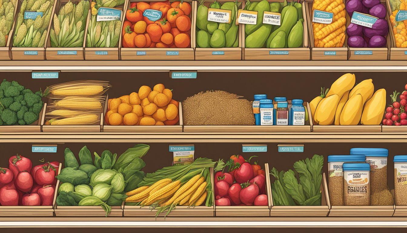 A colorful array of fresh produce, whole grains, and organic foods fill the shelves at Trader Joe's, enticing shoppers to choose healthy options