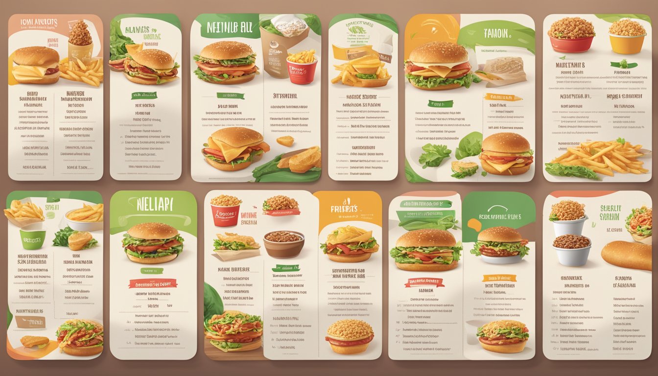 A colorful spread of Arby's healthy menu options with nutritional information displayed