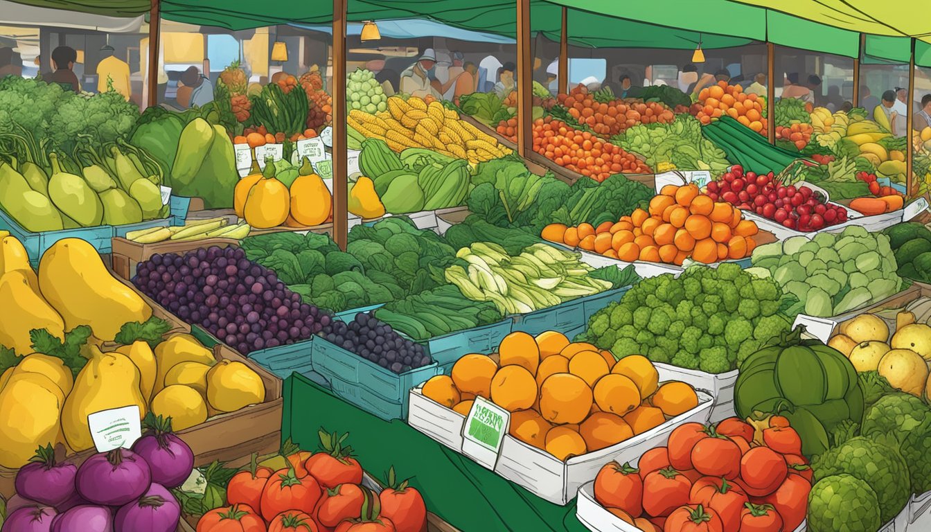 A vibrant display of fresh fruits and vegetables at a local market in Cebu, showcasing a variety of healthy options for shoppers