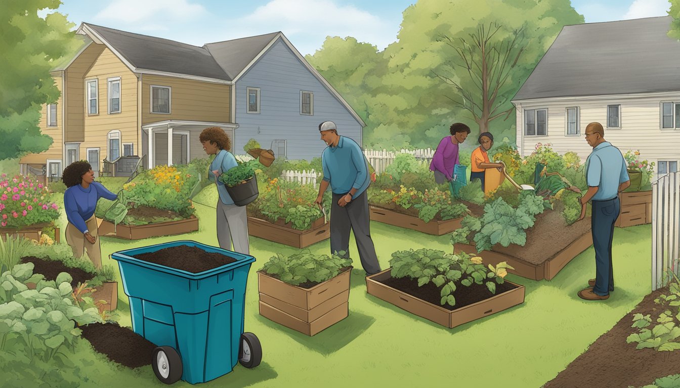 A diverse group of people in Waterbury, CT, are actively composting in their backyard gardens, with supportive legislation and resources readily available